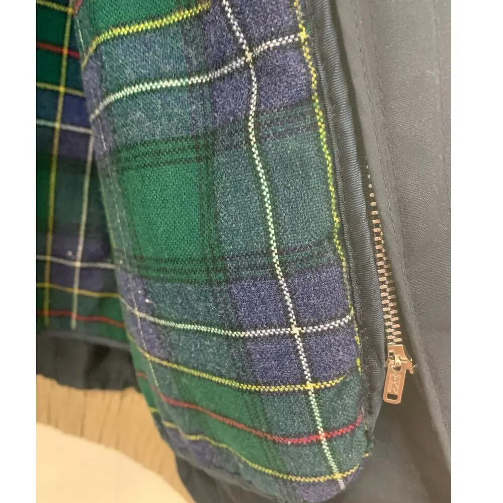 London Fog Bomber Jacket 40L Mens Gray Rain Removable Plaid Flannel Lining Zip